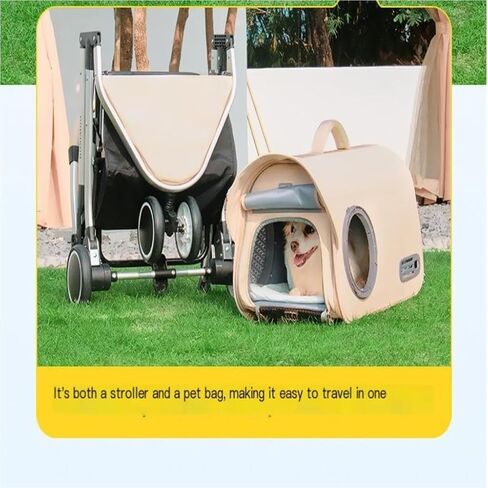 عربات الحيوانات الأليفة في الهواء الطلق لعربة الحيوانات الأليفة للمشي للقطط والجراء، عربة أطفال قابلة للطي وقابلة للفصل للكلاب والقطط للخروج، عربة حيوانات أليفة متوسطة (أخضر) in Kuwait