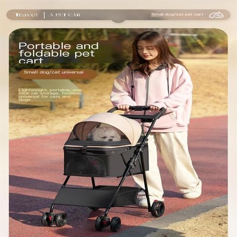 Pet Strollers Pet Stroller Stroller for Dogs and Cats to Go Out Small Pet Stroller Lightweight Outdoor Travel Foldable Pet Stroller Medium(Pink,A) in Kuwait