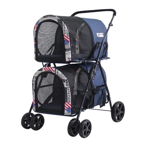 Pet Strollers Pet Stroller Bag Detachable Pet Outing Stroller Can Easily Fold The Stroller Four-Wheel Outdoor Pet Stroller Pet Stroller Medium(Blue) in Saudi Arabia