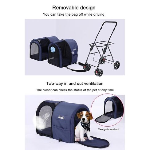 Pet Strollers Pet Stroller Bag Detachable Pet Outing Stroller Can Easily Fold The Stroller Four-Wheel Outdoor Pet Stroller Pet Stroller Medium(Blue) in Saudi Arabia