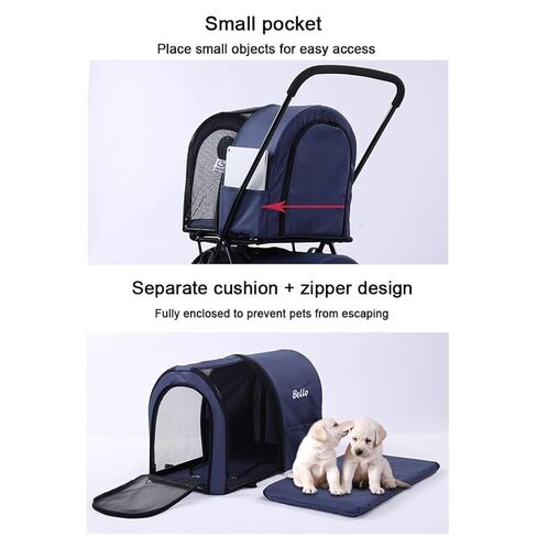 Pet Strollers Pet Stroller Bag Detachable Pet Outing Stroller Can Easily Fold The Stroller Four-Wheel Outdoor Pet Stroller Pet Stroller Medium(Blue) in Saudi Arabia