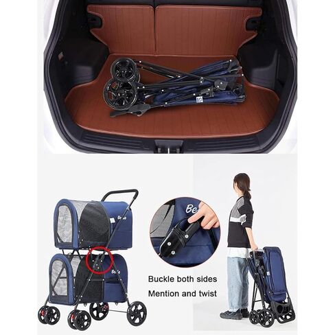 Pet Strollers Pet Stroller Bag Detachable Pet Outing Stroller Can Easily Fold The Stroller Four-Wheel Outdoor Pet Stroller Pet Stroller Medium(Blue) in Saudi Arabia