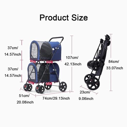 Pet Strollers Pet Stroller Bag Detachable Pet Outing Stroller Can Easily Fold The Stroller Four-Wheel Outdoor Pet Stroller Pet Stroller Medium(Blue) in Saudi Arabia
