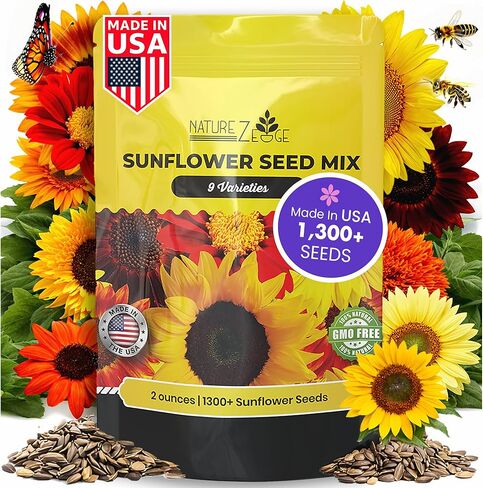 NatureZ Edge 2600+ Sunflower Seeds for Planting Bulk Variety Pack, Get More Sunflower Seeds to Plant, from Dwarf Sunflowers to Giant Sunflower Seeds, Includes Mammoth Sunflower Seeds, Non-GMO in Saudi Arabia