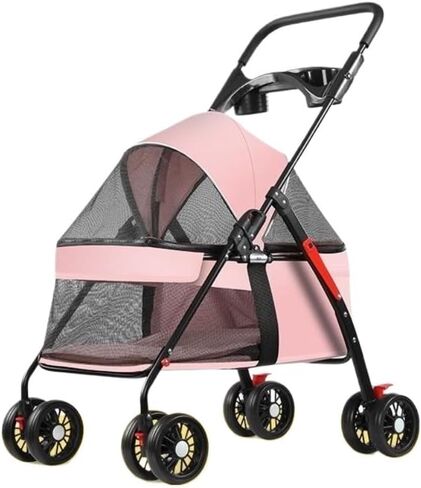 Pet Strollers Pet Stroller for Outings, Small Pull Cart, Puppy Stroller, Dog Walking Cart, Small, Lightweight, Foldable Cat Pet Stroller Medium(Pink,C) in Saudi Arabia