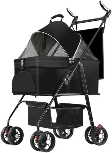 Pet Strollers Pet Stroller for Outings, Small Pull Cart, Puppy Stroller, Dog Walking Cart, Small, Lightweight, Foldable Cat Pet Stroller Medium(Black,B) in Saudi Arabia
