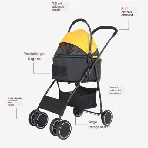 Pet Strollers Lightweight Folding Pet Stroller Cat and Dog Four-Wheel Stroller Pet Outdoor Stroller Separate Stroller Pet Stroller Medium in Saudi Arabia