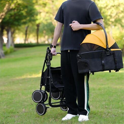 Pet Strollers Lightweight Folding Pet Stroller Cat and Dog Four-Wheel Stroller Pet Outdoor Stroller Separate Stroller Pet Stroller Medium in Saudi Arabia