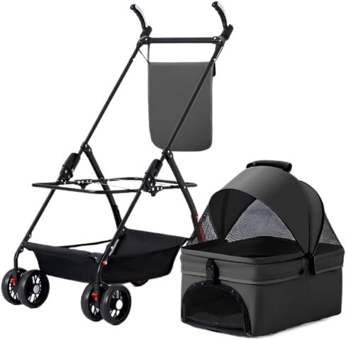 عربات الحيوانات الأليفة للقطط والكلاب، عربة أطفال للكلاب والقطط تيدي، عربة أطفال صغيرة للحيوانات الأليفة، عربة للكلاب خفيفة الوزن، عربة حيوانات أليفة متوسطة (أسود، B) in Saudi Arabia