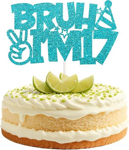 Blue Glitter Bruh I'm 7 Cake Topper Happy 7th Birthday Cake Pick Bro I'm 7 Cake Decoration for Cheers to 7 Years Old Birthday Decorations Party Supplies for Boys in Saudi Arabia