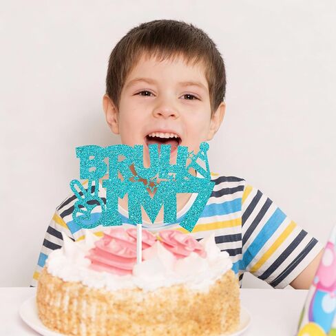 Blue Glitter Bruh I'm 7 Cake Topper Happy 7th Birthday Cake Pick Bro I'm 7 Cake Decoration for Cheers to 7 Years Old Birthday Decorations Party Supplies for Boys in Saudi Arabia