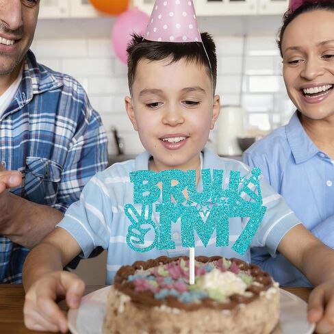 Blue Glitter Bruh I'm 7 Cake Topper Happy 7th Birthday Cake Pick Bro I'm 7 Cake Decoration for Cheers to 7 Years Old Birthday Decorations Party Supplies for Boys in Saudi Arabia