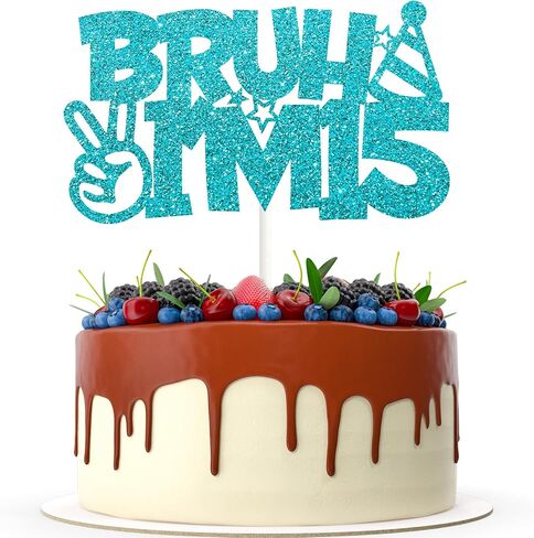 Blue Glitter Bruh I'm 7 Cake Topper Happy 7th Birthday Cake Pick Bro I'm 7 Cake Decoration for Cheers to 7 Years Old Birthday Decorations Party Supplies for Boys in Saudi Arabia