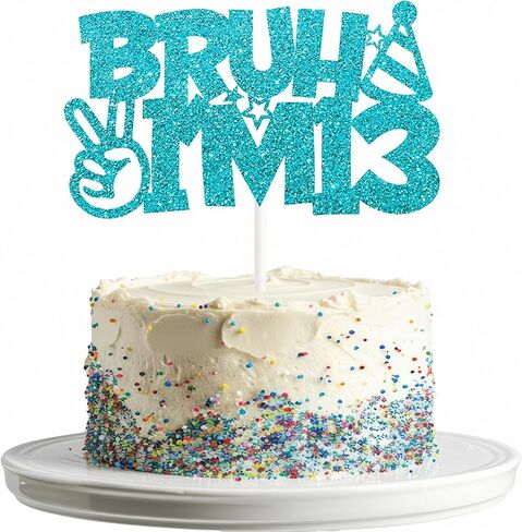 Blue Glitter Bruh I'm 7 Cake Topper Happy 7th Birthday Cake Pick Bro I'm 7 Cake Decoration for Cheers to 7 Years Old Birthday Decorations Party Supplies for Boys in Saudi Arabia