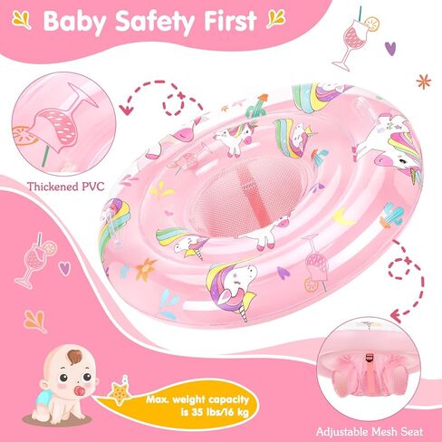 عوامة سباحة للأطفال من Zooawa مع مقعد قابل للتعديل، عوامة سباحة قابلة للنفخ بطبقة مزدوجة من مادة PVC للأطفال الصغار in Kuwait