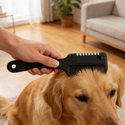 Pet Comb with 10 Replacement Blades, 2-in-1 Dog & Cat Hair Trimmer and Groomer, PP Material, Pet Grooming Tool for for Shedding and Thinning, Black in Saudi Arabia