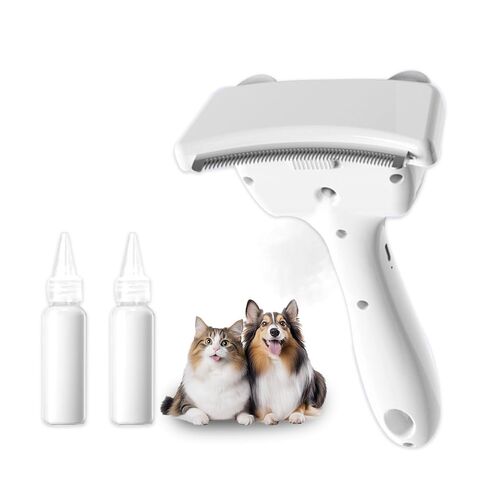 3 in-1 Cat & Dog Steam Comb for Long Short Hair for Any Size Cat & Dog Hair Removal & Shedding, Two Spray Mode with USB, Brush Haired Release Button - Include “2" Waterless Shampoo(White) in Saudi Arabia
