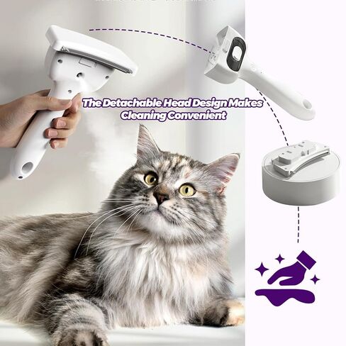 3 in-1 Cat & Dog Steam Comb for Long Short Hair for Any Size Cat & Dog Hair Removal & Shedding, Two Spray Mode with USB, Brush Haired Release Button - Include “2" Waterless Shampoo(White) in Saudi Arabia