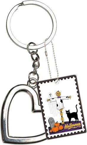 Halloween Fashion Forever Stamps Key Ring - ديكور الهالوين مع الطوابع - سلسلة مفاتيح مزخرفة فريدة من نوعها، Spot M in Kuwait