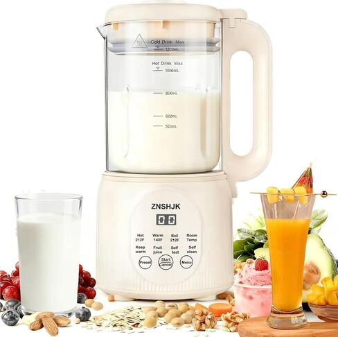 8-in-1 Nut Milk Maker, 40oz Automatic Soy, Almond & Oat Milk Machine for Homemade Plant-Based Drinks, with delay start, keep warm, boil water & self-cleaning functions in Saudi Arabia