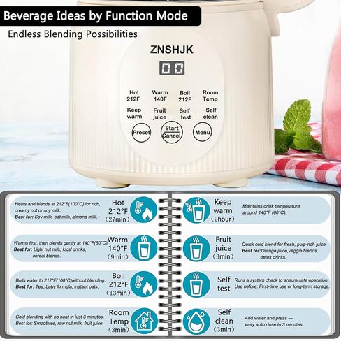 8-in-1 Nut Milk Maker, 40oz Automatic Soy, Almond & Oat Milk Machine for Homemade Plant-Based Drinks, with delay start, keep warm, boil water & self-cleaning functions in Saudi Arabia