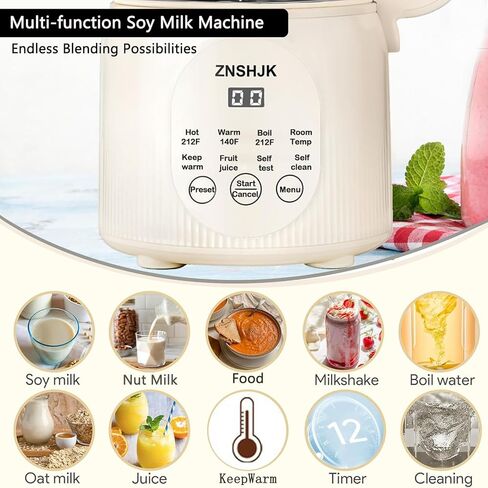 8-in-1 Nut Milk Maker, 40oz Automatic Soy, Almond & Oat Milk Machine for Homemade Plant-Based Drinks, with delay start, keep warm, boil water & self-cleaning functions in Saudi Arabia