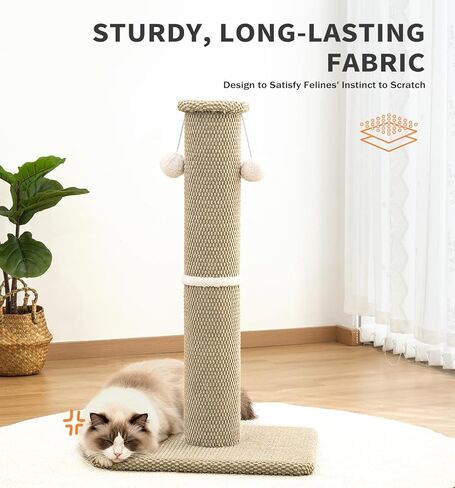 عمود خدش للقطط طويل القامة من Made4Pets، 23.6 بوصة خدش للقطط الحديثة مع كرات معلقة، عمود خدش للخدمة الشاقة وسميكة للقطط الداخلية للبالغين، عمود خدش للقطط بقاعدة قوية، بيج in Kuwait