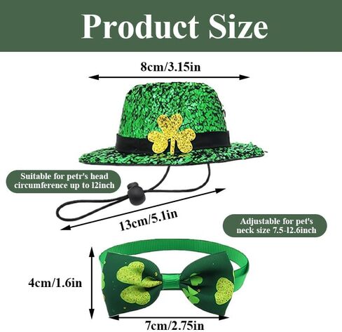 4 Pcs Leprechaun Hat for Pet, St. Patrick's Day Pet Costume with Shamrock Bow Tie, St Patricks Day Costume for Small Pets Costumes Needs in Saudi Arabia