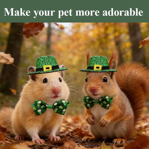 4 Pcs Leprechaun Hat for Pet, St. Patrick's Day Pet Costume with Shamrock Bow Tie, St Patricks Day Costume for Small Pets Costumes Needs in Saudi Arabia