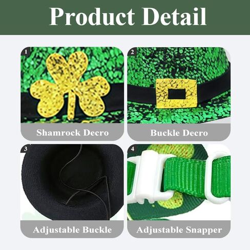 4 Pcs Leprechaun Hat for Pet, St. Patrick's Day Pet Costume with Shamrock Bow Tie, St Patricks Day Costume for Small Pets Costumes Needs in Saudi Arabia