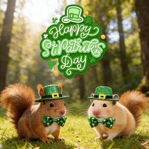 4 Pcs Leprechaun Hat for Pet, St. Patrick's Day Pet Costume with Shamrock Bow Tie, St Patricks Day Costume for Small Pets Costumes Needs in Saudi Arabia