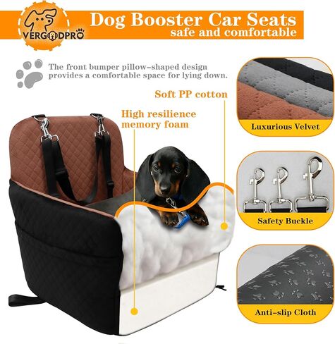 Dog Car Seat for Small Medium Dogs,Portable Pet Booster Seat with Safety Strap & Removable Washable Pad,Memory Foam Dog Travel Bed for Car,SOFE Velvet for Puppies Cats（M-Black/Brown） in Saudi Arabia
