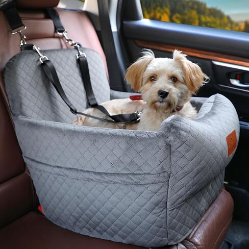 Dog Car Seat for Small Medium Dogs,Portable Pet Booster Seat with Safety Strap & Removable Washable Pad,Memory Foam Dog Travel Bed for Car,SOFE Velvet for Puppies Cats（M-Black/Brown） in Saudi Arabia