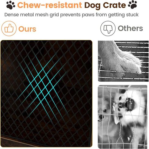 PETSITE 32.5 بوصة أثاث قفص خشبي للكلاب، قفص بيت الكلب الداخلي الصناعي المزخرف مع نافذة شفافة، وباب قابل للقفل، طاولة نهاية بيت الحيوانات الأليفة مثالية للكلاب الصغيرة والمتوسطة in Kuwait