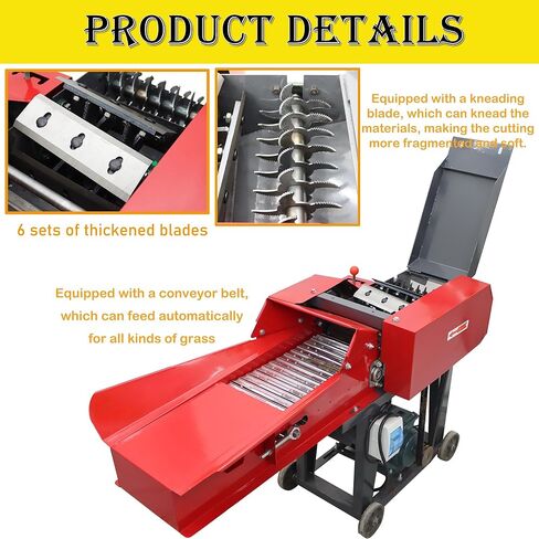 6-Blade Hay Cutter and Kneading Machine Grass Silage Machine Dry-Wet Straw Cutting Machine Crop Cutters with Chain Plate Type Conveyor 220V 3KW in Saudi Arabia