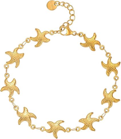 Gold Bracelets for Women 18K Gold Plated Shell Starfish Dolphin Star Bracelet Dainty Summer Beach Ocean Bracelet Trendy Boho Statement Adjustable Bracelets in Saudi Arabia