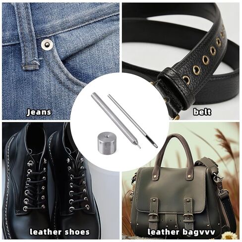 2mm/0.08in Eyelet Punch Tool Kit with Base & Ram, Stainless Steel Eyelet Hole Punch Die & Fastener Installation Tool Grommet Setter for Leather Clothing Handbag Fabric Curtain DIY Projects in Saudi Arabia