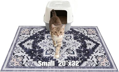 بساط فضلات القطط من EXPAWLORER، مقاس 20 × 32 بوصة، بساط صغير غير قابل للانزلاق مقاوم للماء للبول، سهل التنظيف وقابل للغسل، بساط صندوق فضلات للأرضية ناعم على أقدام القطط، سجادات طعام داخلية، وسادات سجاد للحمام باللون الرمادي in Kuwait