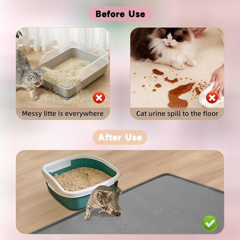 بساط فضلات القطط من السيليكون مقاس XXL، مقاس 50 بوصة × 35 بوصة (127 سم × 89 سم) صندوق فضلات إضافي للأرضيات، حصيرة محاصرة فضلات غير قابلة للانزلاق لمنع التتبع، حصيرة التقاط فضلات القطط سهلة التنظيف، متينة، رمادي داكن in Kuwait