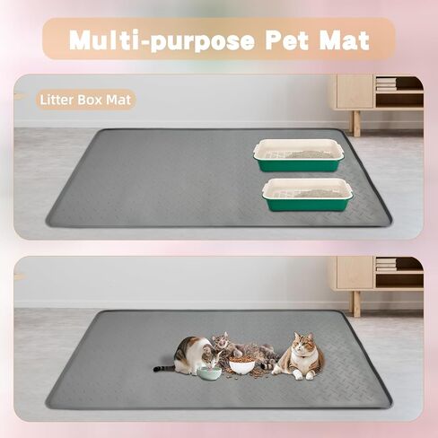 بساط فضلات القطط من السيليكون مقاس XXL، مقاس 50 بوصة × 35 بوصة (127 سم × 89 سم) صندوق فضلات إضافي للأرضيات، حصيرة محاصرة فضلات غير قابلة للانزلاق لمنع التتبع، حصيرة التقاط فضلات القطط سهلة التنظيف، متينة، رمادي داكن in Kuwait