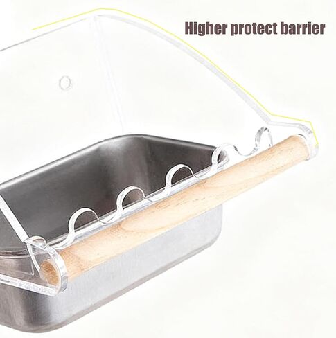 وحدة تغذية قفص الطيور بدون فوضى مع جثم، تصميم مانع للانسكاب، مغذيات الطيور المعلقة للطيور الصغيرة المتوسطة، حاوية بذور معدنية سهلة التنظيف مع خطافات آمنة لتغذية الأقفاص الداخلية، وعاءان صغيران in Kuwait