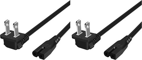 CableCreation 3 Feet 90 Degree 2-Slot Polarized Power Cord, 18 AWG Angled IEC320 C7 to NEMA 1-15P Power Cable, 0.9M/Black in Saudi Arabia