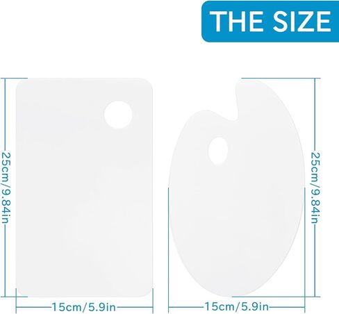 Acrylic Paint Palette Set, 2 Pack Clear Paint Trays with Smooth Surface, Easy Clean Non-Stick Paint Pallet for Oil, Watercolor, DIY Art, Craft, Classroom and Home Decoration, 9.84×5.91in in Saudi Arabia