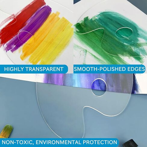 Acrylic Paint Palette Set, 2 Pack Clear Paint Trays with Smooth Surface, Easy Clean Non-Stick Paint Pallet for Oil, Watercolor, DIY Art, Craft, Classroom and Home Decoration, 9.84×5.91in in Saudi Arabia
