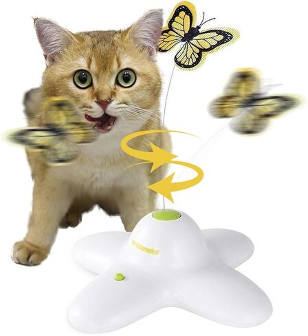 ALL FOR PAWS Interactive Butterfly Cat Toy, Automatic Cat Butterfly Wand Toy for Indoor Cats, Electric Fluttering Butterfly Cat Teaser Toy for Kittens in Saudi Arabia