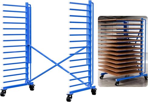 Cabinet Door Drying Rack, Heavy-Duty Paint Drying Rack for Doors, Panels & Trim, Adjustable Space-Saving Metal Paint Rack with Lockable Wheels for Spray Booth, Workshop, Factory(15-Tier) in Saudi Arabia