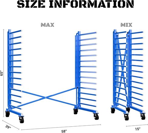 Cabinet Door Drying Rack, Heavy-Duty Paint Drying Rack for Doors, Panels & Trim, Adjustable Space-Saving Metal Paint Rack with Lockable Wheels for Spray Booth, Workshop, Factory(15-Tier) in Saudi Arabia