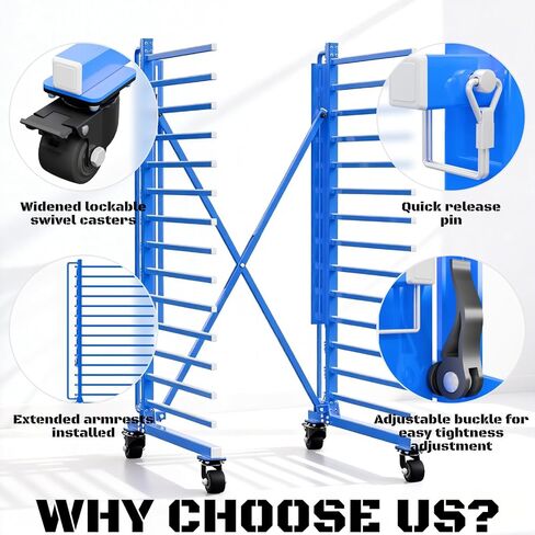 Cabinet Door Drying Rack, Heavy-Duty Paint Drying Rack for Doors, Panels & Trim, Adjustable Space-Saving Metal Paint Rack with Lockable Wheels for Spray Booth, Workshop, Factory(15-Tier) in Saudi Arabia