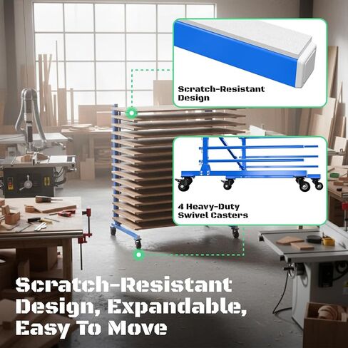 Cabinet Door Drying Rack, Heavy-Duty Paint Drying Rack for Doors, Panels & Trim, Adjustable Space-Saving Metal Paint Rack with Lockable Wheels for Spray Booth, Workshop, Factory(15-Tier) in Saudi Arabia