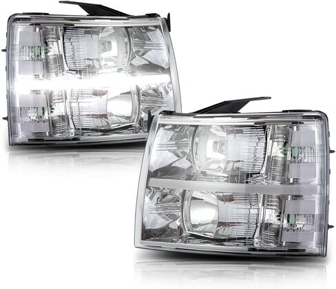 CHEDA LED DRL STRIP Headlights Compatible with 2007-2013 Chevy Silverado 1500 2500 3500 & HD (Clear lens Chrome Housing Clear Reflector) Headlamp Assembly Faros Conjunto De Faros in Saudi Arabia